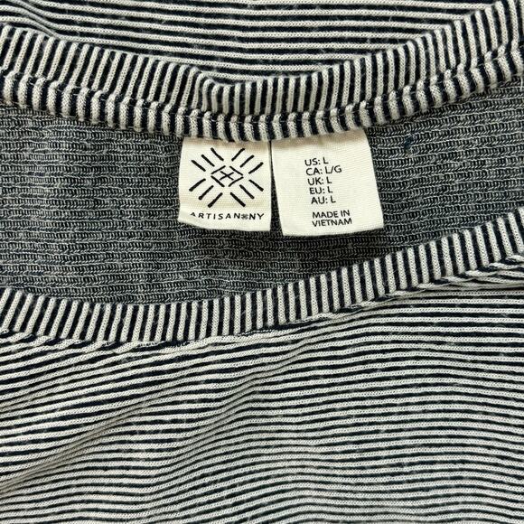 Artisan NY Narrow Blue & White Striped Knit Top Size Large - Picture 5 of 6